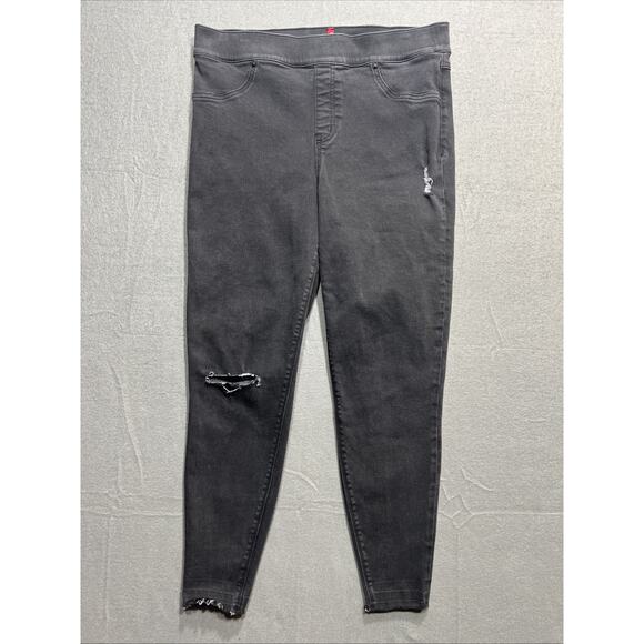 Vintage Spanx Distressed Ankle Skinny Jeans Jeggings High Waisted Black Size 32 - Picture 2 of 12